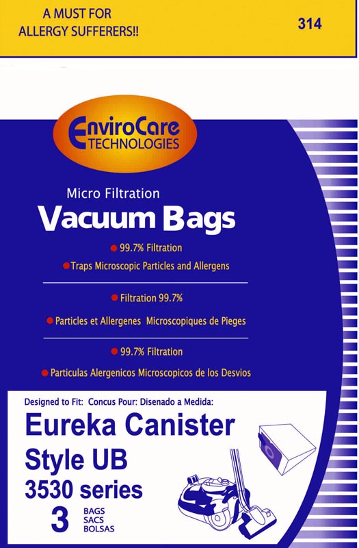 3Pk, Eureka Ub Canister-Microlined, Paper Bags, Part 314