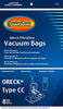 Oreck Vacuum Bags 8pk for Oreck Type CC Xl, XL7, XL21, Series Uprights, CCPK8DW, CCPK8, PK80009DW, PK80009 Generic Part 713