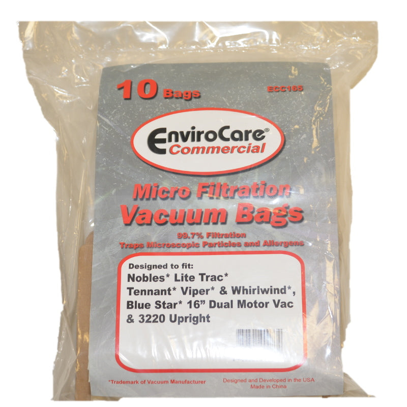 Castex, Nobles, Tennant Nobles Lite Trac Tnt Viper Allergy Vacuum Bags for Backpack 10 Pk Part ECC165