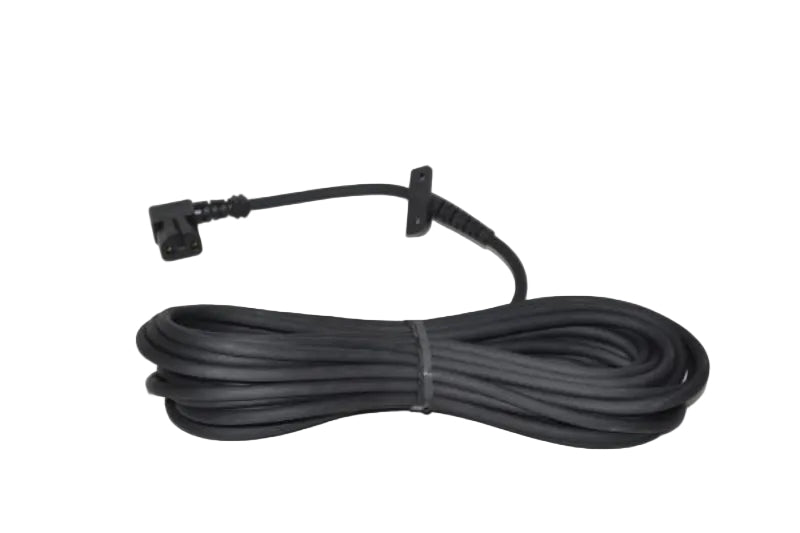 Black extension cable on a white background