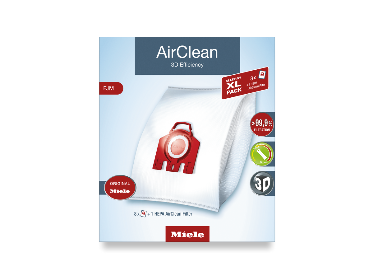 Miele FJM AirClean XL Pack, 8 Vacuum Bags and HEPA HA50 Filter 11214240