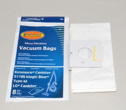 8PK KENMORE M 51195 MAGIC BLUE LG PAPER VACUUM BAGS 203