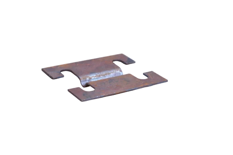 A small rusty metal clip or bracket with a cutout design, photographed on a light gray background with a faint website watermark near the bottom.