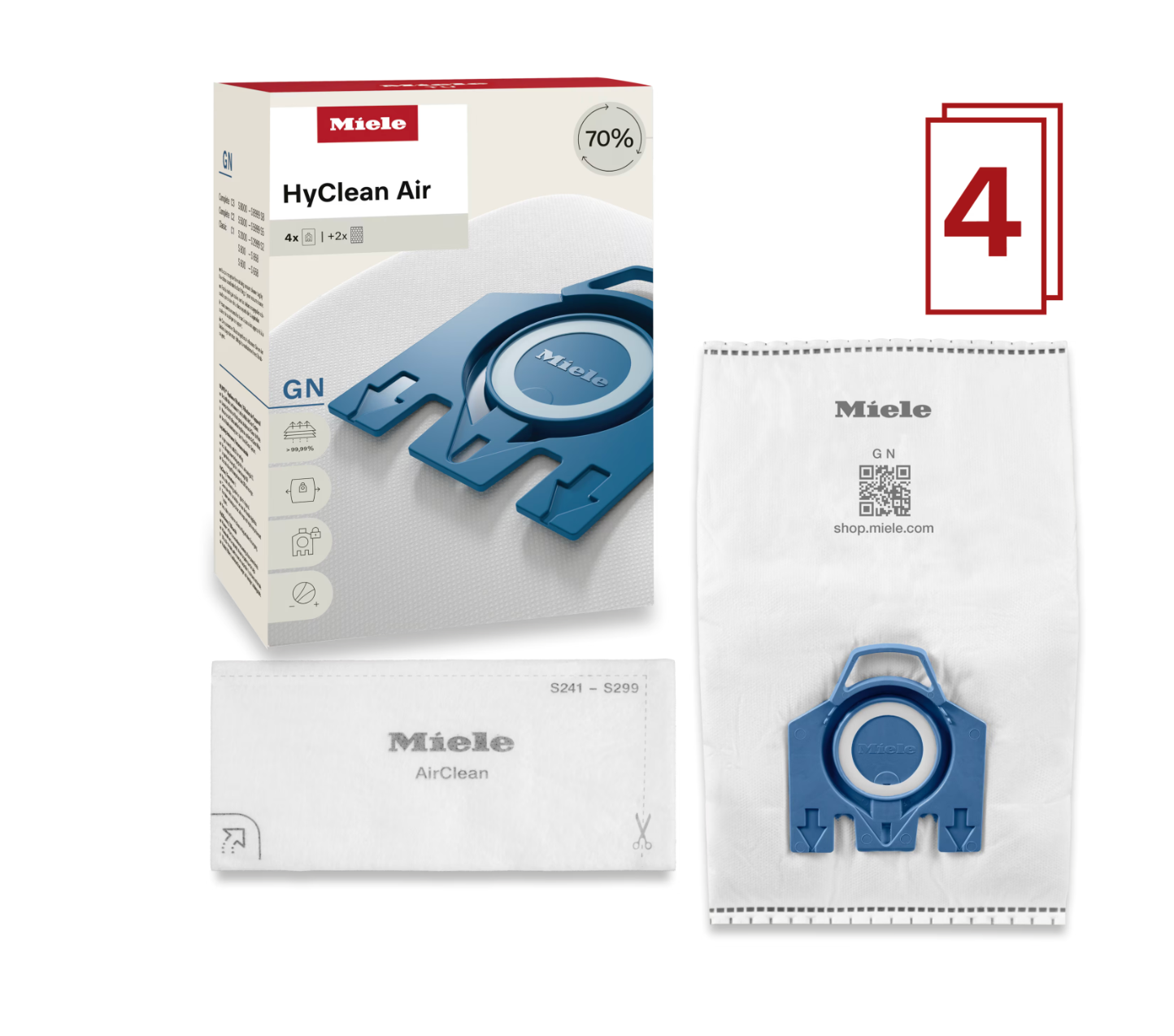 Miele GN HyClean Air 4 vacuum bags SKU 12618920
