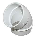 Central Vac Fitting, White Spigot 45 Degree Vaculine Part 765518W