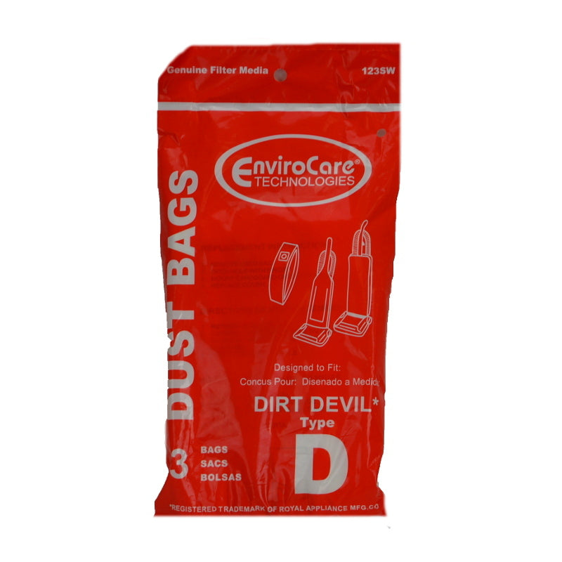 3Pk, Dirt Devil D Upright, Paper Bags, Part 123Sw