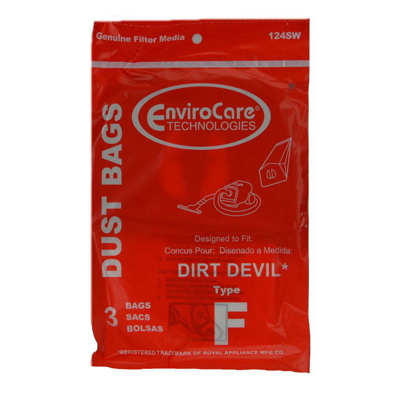 Bolsas para aspiradora Dirt Devil tipo F, paquete de 6, pieza 124SW