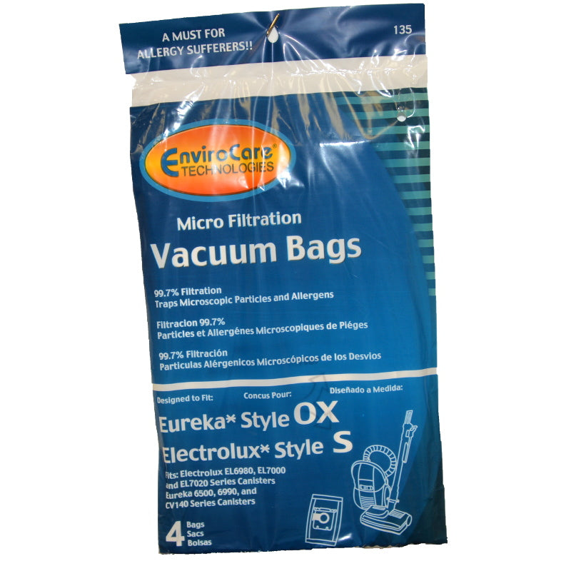 4Pk, Electrolux Harmony Canister Oxygen, Paper Bags, Part 135
