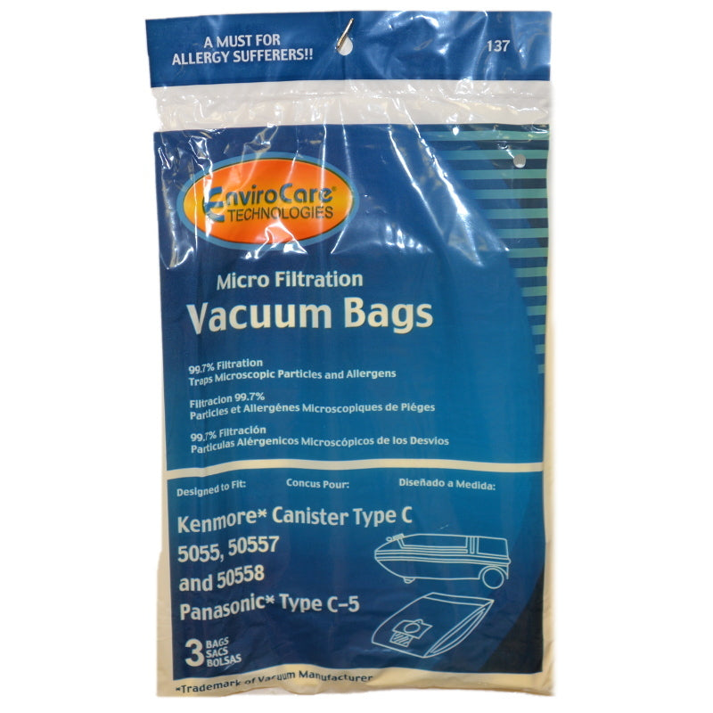 Bolsas para aspiradoras Kenmore tipo C, Panasonic tipo C-5, 5055, piezas 137, 137-9