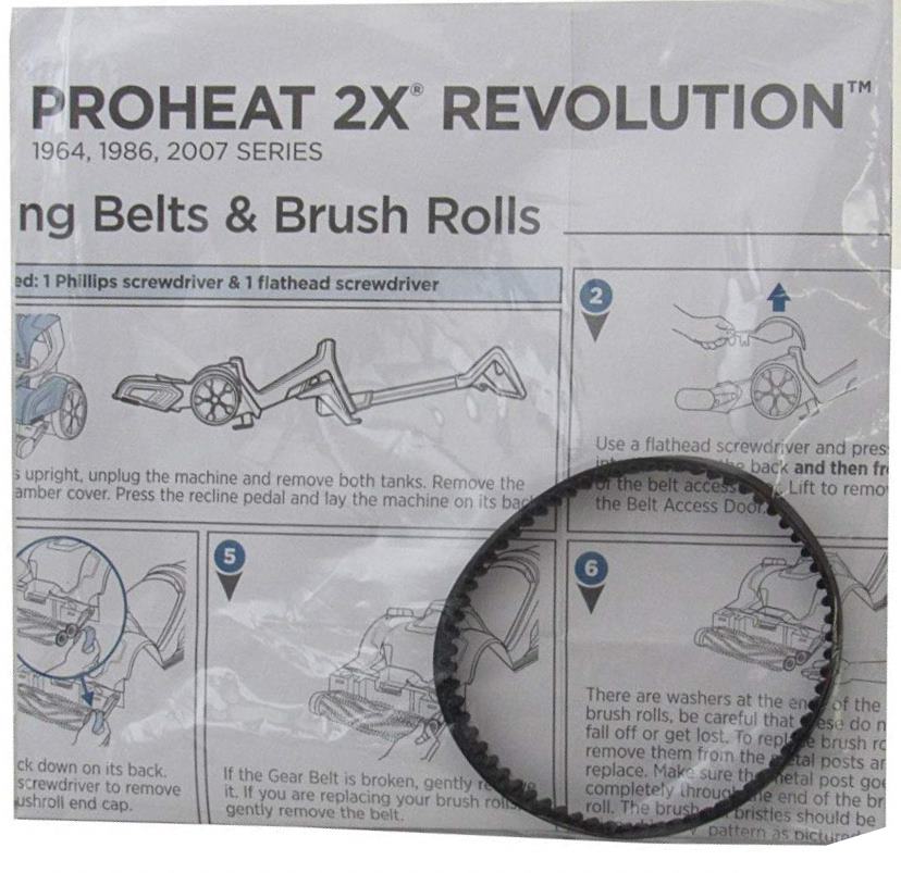 Replacement Belt Set For Bissell Proheat Steam Cleaners - 1 Flat & 1 Geared Belt, Fits Multiple Models