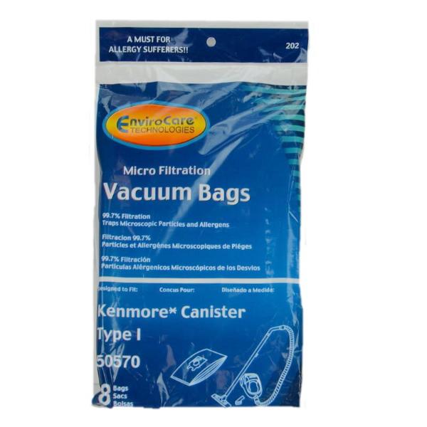 Bolsas para aspiradora Kenmore tipo I, 50570, paquete de 8, pieza 202
