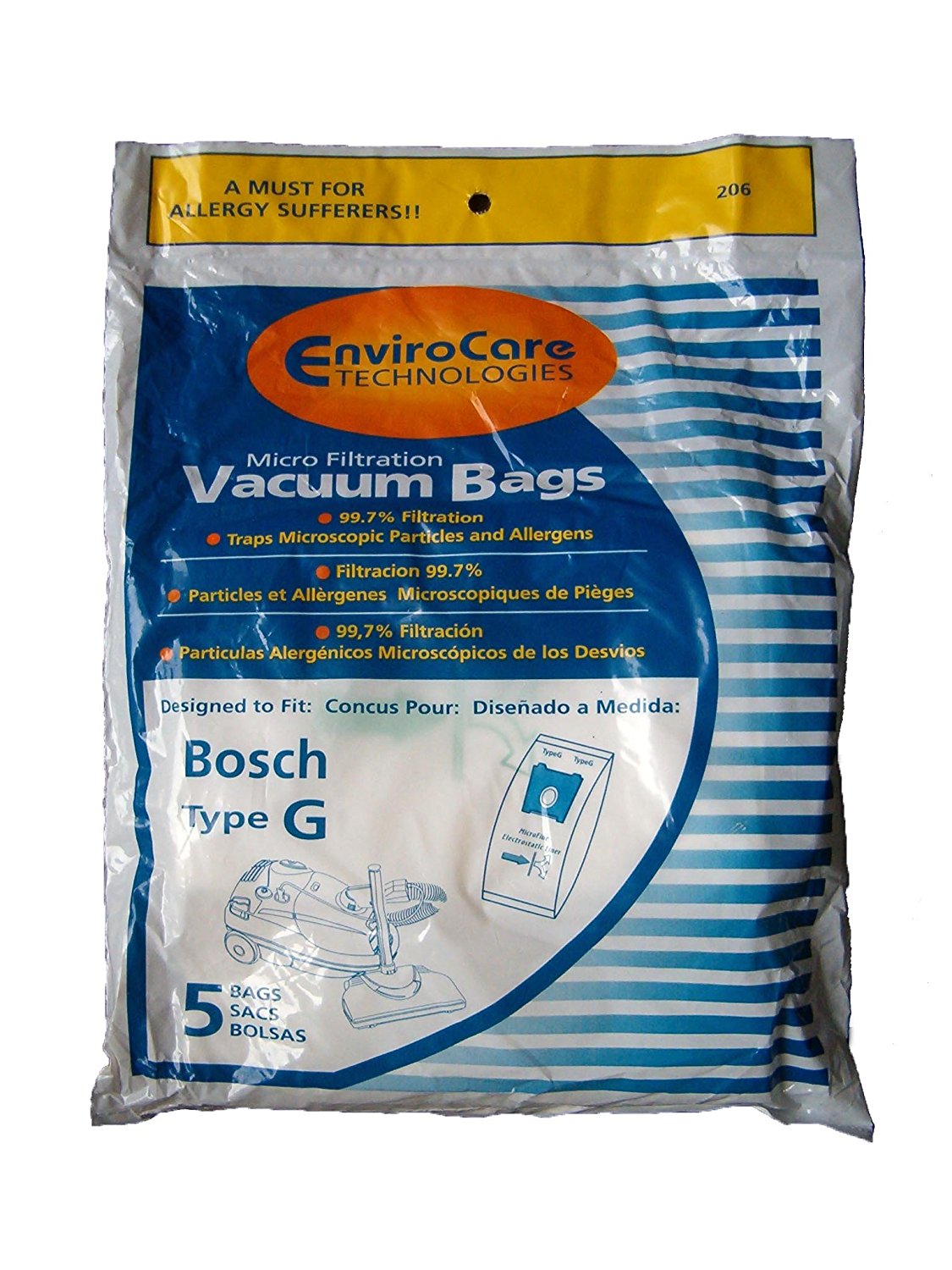 Bosch Type G Generic Vacuum Paper Bag, Canister Micro Part 206, 471437