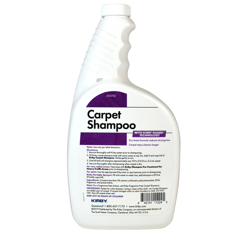 Kirby Cleaner, Carpet Shampoo Scented Allergen 32 oz 12/case, Part 252702SW
