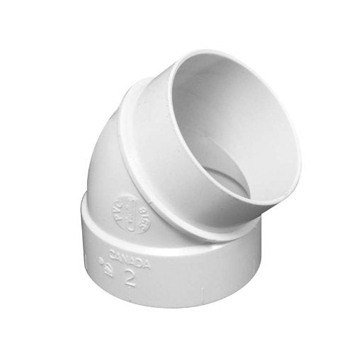 Central Vac Fitting, White Spigot 45 Degree Vaculine Part 765518W