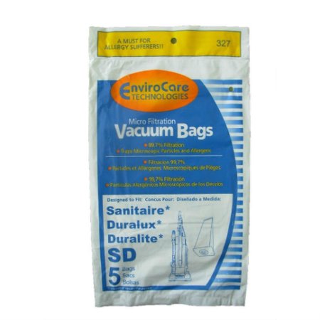 5 Pk Sanitaire / Eureka Upright Micro Filter Type SD Bags Part 327