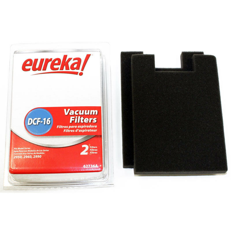 Eureka Vacuum DCF-16 Foam Filters; Eureka 2950, 2960 OEM Part 76552, 62736A