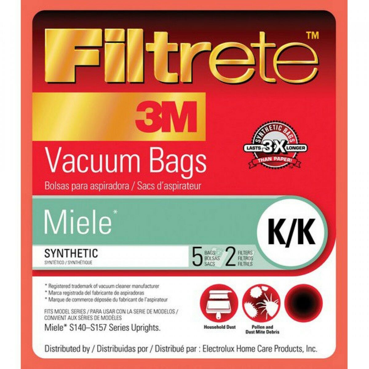 Aspiradora vertical Miele Broom con filtro para alérgenos 3M, tipo bolsas KK, pieza 68706-6, 68706