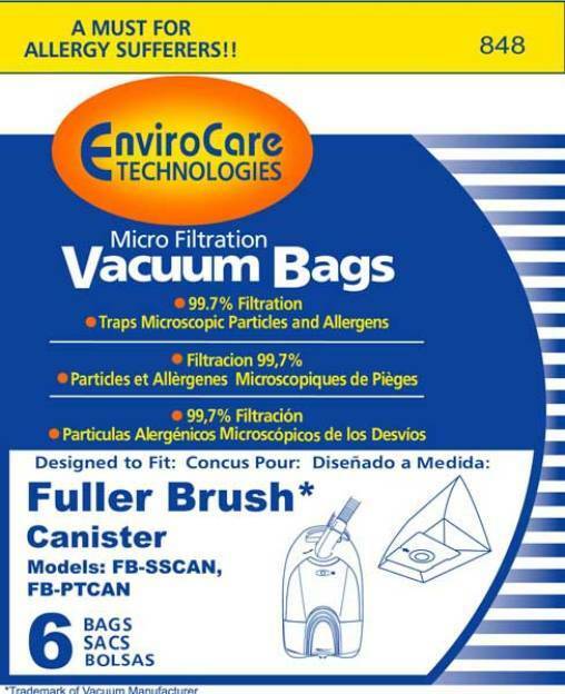 6pk, Vacuum Paper Bags for Fuller Brush FBPT2 FB-SSCAN FB-PTCAN w/ Closure, Generic Part 848