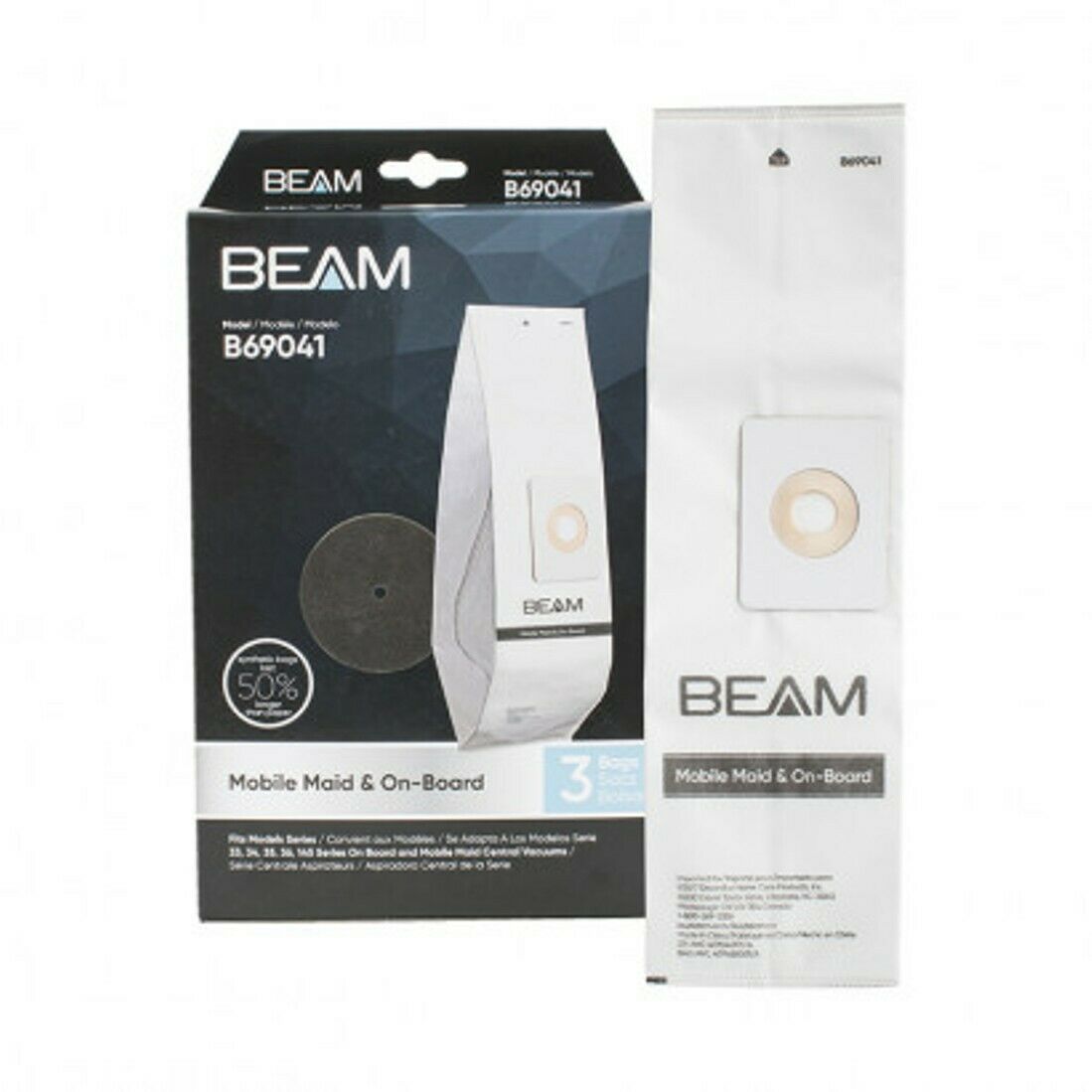Beam for On-Board Vacuums, 3 Vacuum Bags, OEM Part 110041, B69041-6