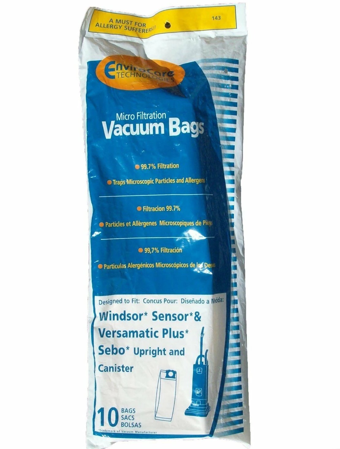 Bolsas de vacío genéricas para Windsor 5300 Sensor SR12 15 16 18 Versamatic Plus VSP, 10, pieza 143