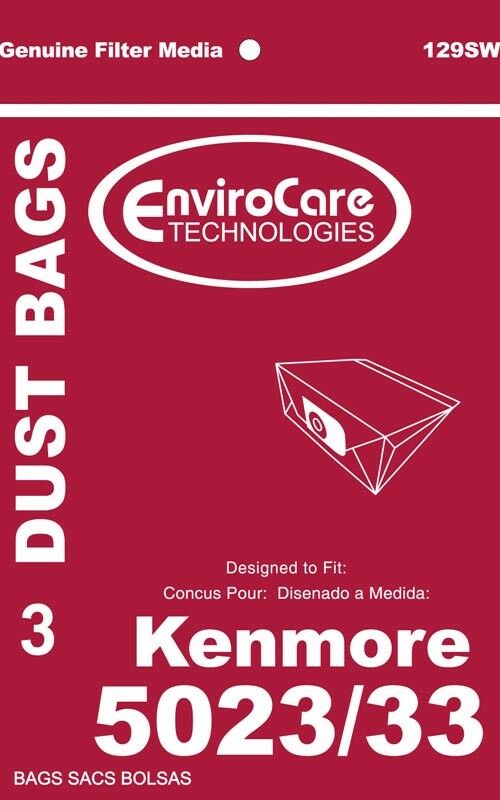 3PK, KENMORE 5023 5033 CANISTER, PAPER BAGS 129SW