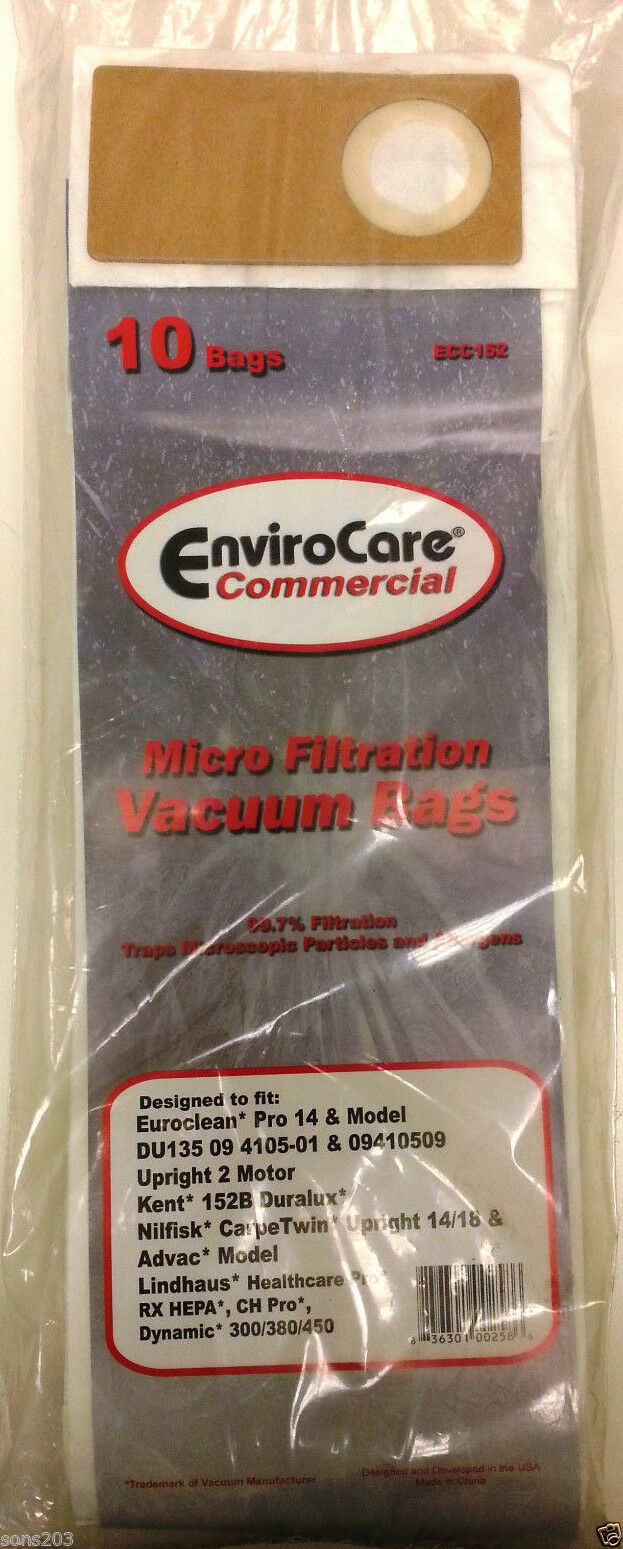 Commercial Kent 703768, Nilfisk, CarpeTwin, Advac Vacuum Bags 10pk Part ECC152