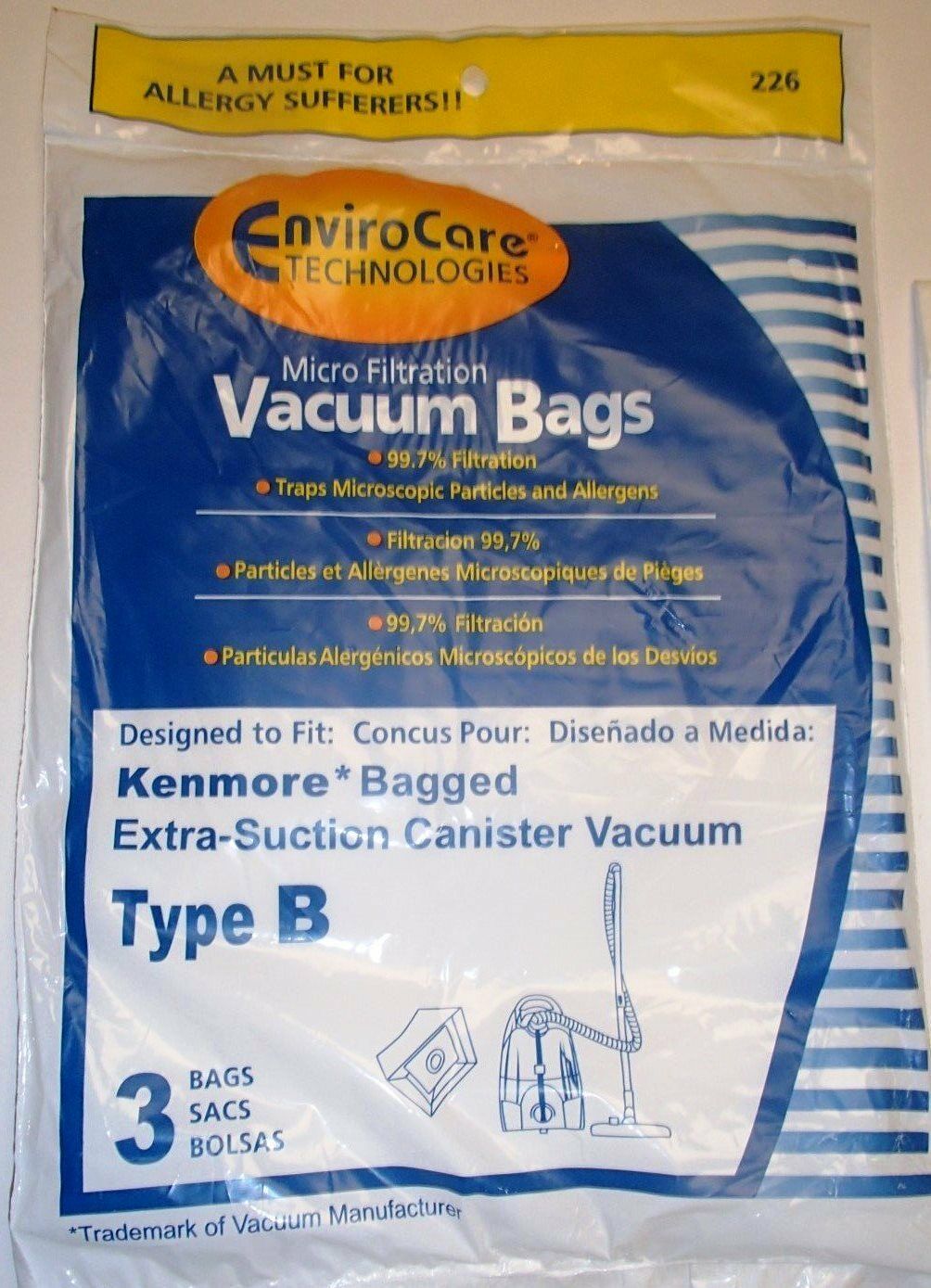 3pk Kenmore Galaxy Type B, 85003 Pemium Micro-Filtration Vacuum Bags, Part 226