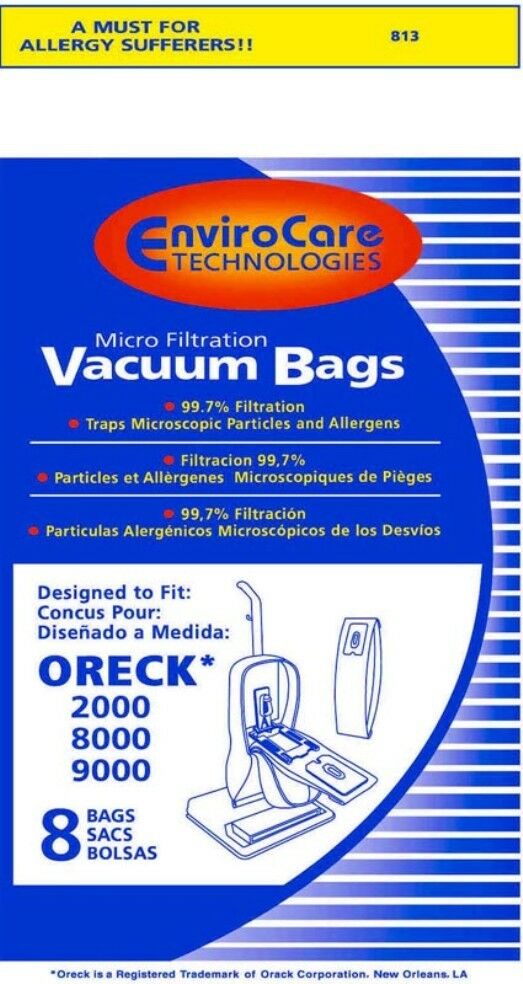 Oreck Vacuum Paper Bags, Oreck XL Upright Microlined 8Pk Generic Part 813