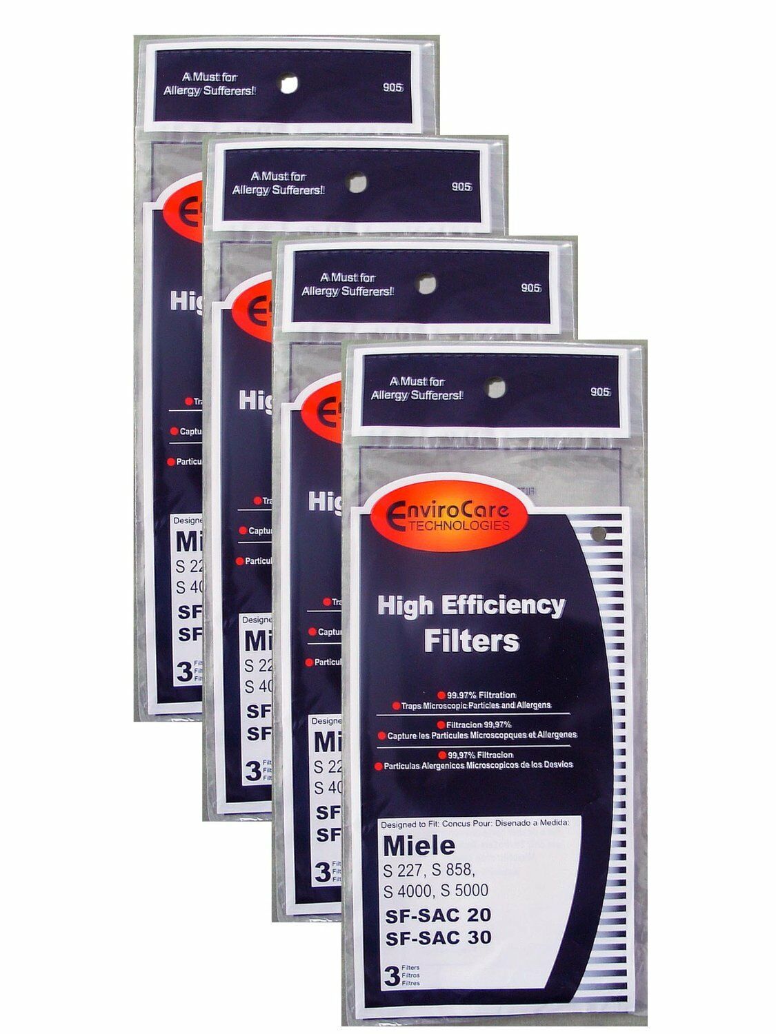 Vacuum Filters (pack of 3) for Miele Canister Series S227 S858 S4000 Part 905