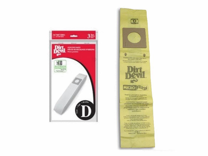 Dirt Devil Upright Type D Micro Vacuum Cleaner 3PK Paper Bags Genuine Part 3670075001