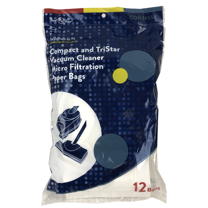 Paquete de 12 bolsas de papel para aspiradora para bote compacto Tristar, microfiltración, pieza 401006 738DC 