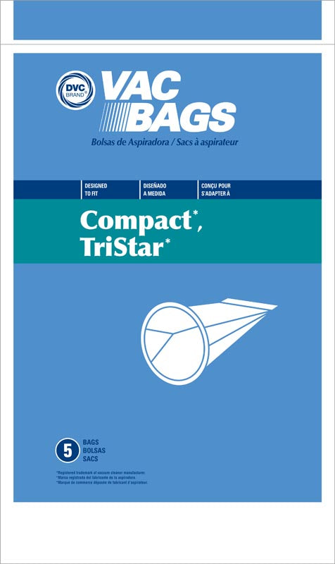 5Pk Vacuum Paper Bags for Compact, Tristar Tank, Generic Part 406805