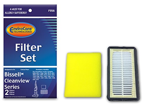 Juego de filtros de repuesto Bissell para aspiradoras verticales de la serie Cleanview de Bissell, 1 filtro HEPA y 1 filtro de espuma, pieza F956