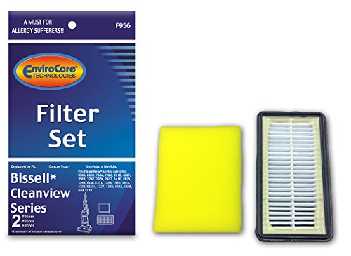 Bissell Replacement Filter Set for Bissell Cleanview Series Uprights 1 HEPA Filter and 1 Foam Filter Part F956