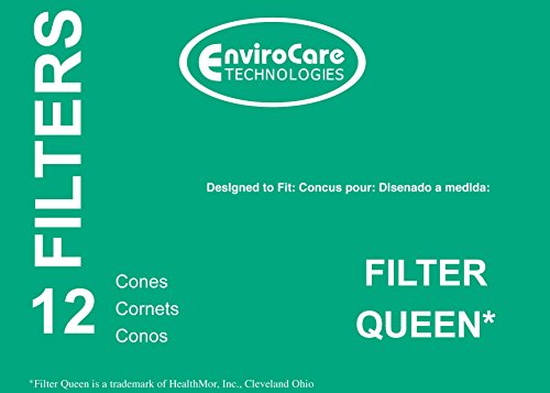 EnviroCare Replacement Vacuum Filter Cones for Filter Queen Vacuums 12 Cones and 2 Filters
