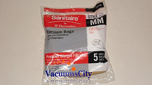 Bolsas para polvo desechables estilo MM con filtro de alérgenos para 3670G/SC3683A/SC3683B, paquete de 5, EUREKA Sanitaire 63253A10