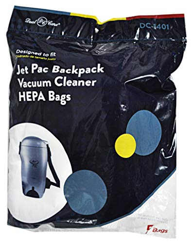 DustCare Jet Pac Backpack Vacuum Cleaner HEPA Bags Part JYBP-1-6, 14-2403-02
