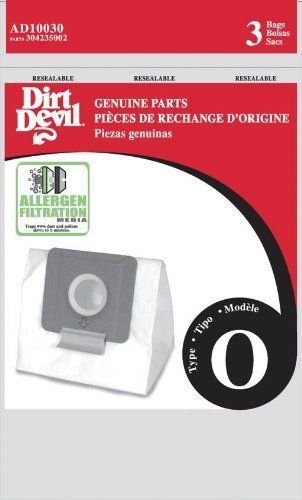 Dirt Devil Genuine Type O Allergen Filtration Bags 3pk