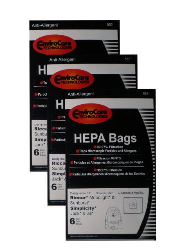 Bolsas Hepa Simplicity Jack Jill Riccar Type Z SLZ-6 Moonlight, aspiradoras de bote, aspiradoras Sunburst, pieza genérica 852