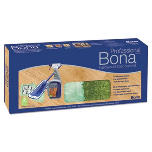 Bona Hardwood Floor Care Kit, 15" Head, 52" Handle, Blue | Four-piece pole is easy to assemble