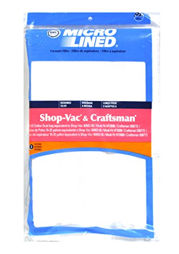 Bolsas de filtro desechables para recolección de residuos Shop Vac tipo J, de 15 a 22 galones, compatibles con la pieza de repuesto Shop-Vac 9066300, paquete de 3, pieza genérica 406815