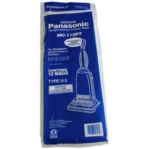 Panasonic Paper Bags, Type U3 Upright 12 Pk Part MC-115PT