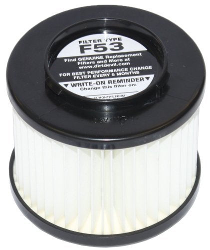 Dirt Devil Style F53 HEPA Filter Pleated Cartridge Assembly for Dynamite Cyclonic UD20000 Bagless Uprights, Part 304307001
