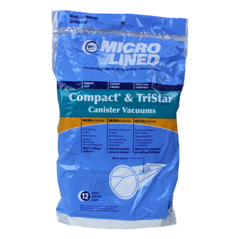 12PK Vacuum Paper Bags for Compact, Tristar Tank Generic Part 471453