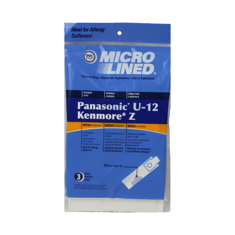 Kenmore Type Z Panasonic Style U12 Vacuum Bags, Microlined 3Pk Generic Part 486873