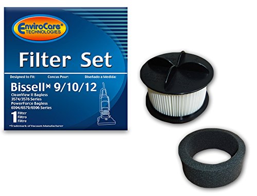 Bissell 9/10/12 HEPA Vacuum Filter Pleated Micro Inner Filter and Outer Foam Filter Generic Part F955, 955