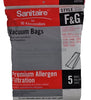 Sanitaire Style F & G Premium Allergen Filtration Vacuum Bags, 5 Per Pack