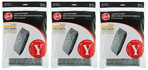 Hoover Type Y Carbon Activated HEPA Bags, 2 bags per pack OEM Part AH10165