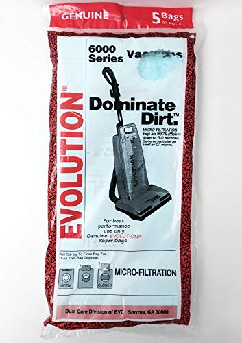 Evolution Bernina Type U Upright 6000 Series Vacuum Micro Paper Bags 5 PK Part E845, 01-2405-01