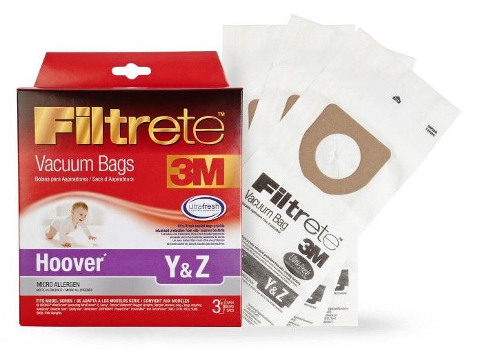 Hoover Type Y & Z Vacuum Bags, 3 bags per pack, Part 64732A, 64732A-6, 64702B